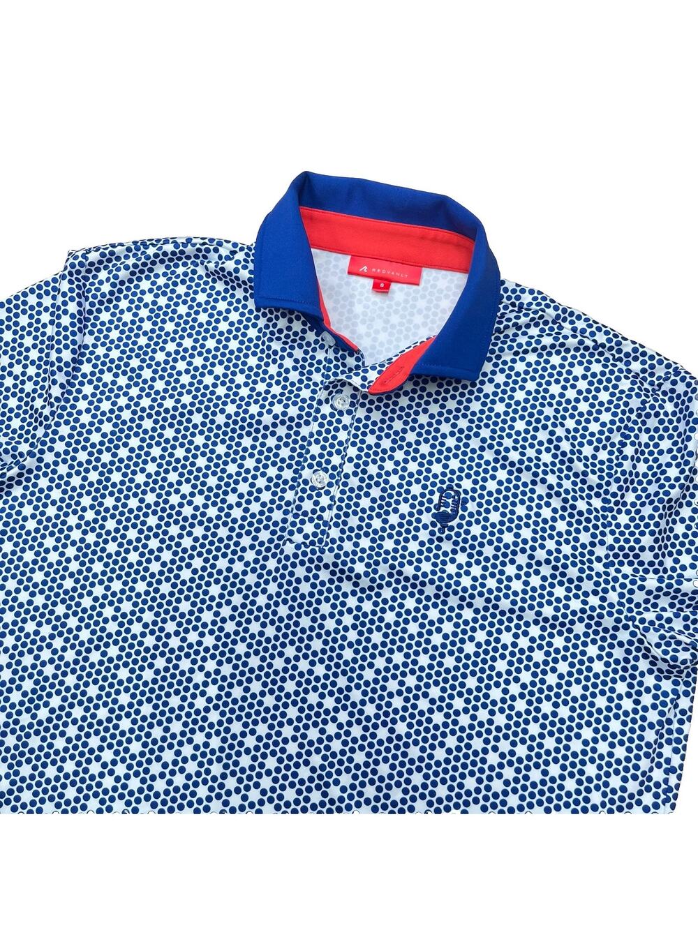 Redvanly Polo Shirt Mens Small Blue Short Sleeve Golf Geometric Performance
